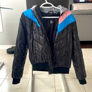 Black Fashion Nova puffer jacket.